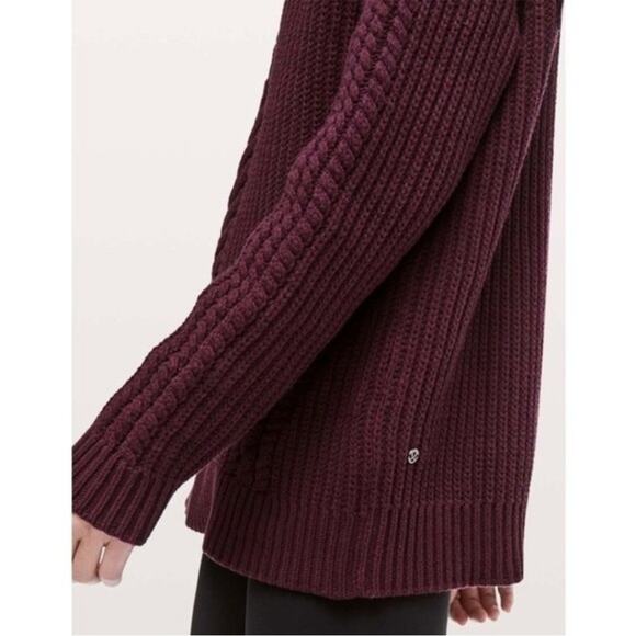 Lululemon Bring The Cozy Chunky Cable Knit Pullover Sweater 2 Dark Adobe - Picture 14 of 14